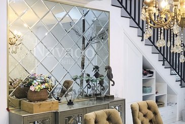 Xu hướng trang trí gương ghép tường phòng khách decor