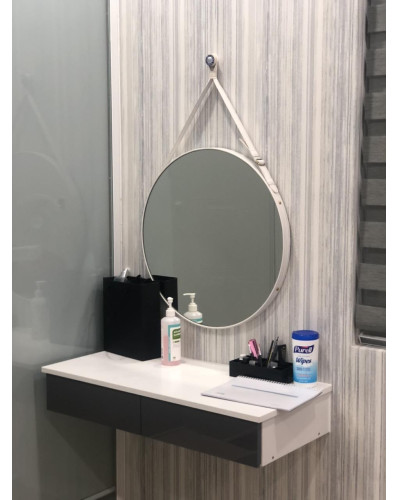 Gương tròn bàn trang điểm treo dây da NAV909