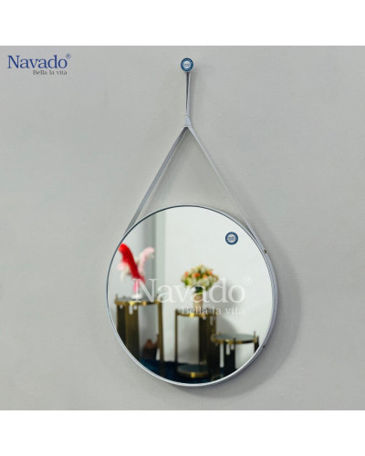 Gương tròn bàn trang điểm treo dây da NAV909