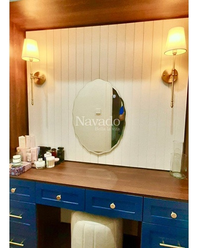 Gương bàn trang điểm hình Elip viền sóng NAV542