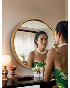 Gương trang điểm khung tròn màu vàng Oras