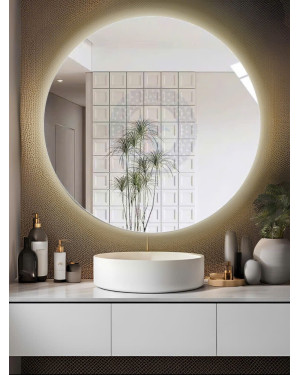 Gương trang trí phòng tắm hình tròn đèn LED hắt 