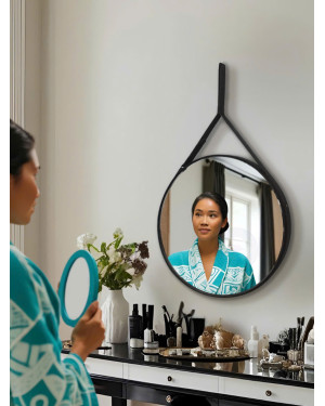 Gương tròn bàn trang điểm treo dây da NAV909